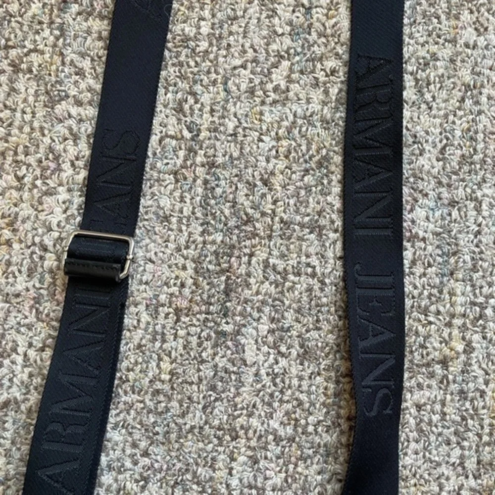 Armani Jeans Men's Black Logo Print Stash Messenger Bag